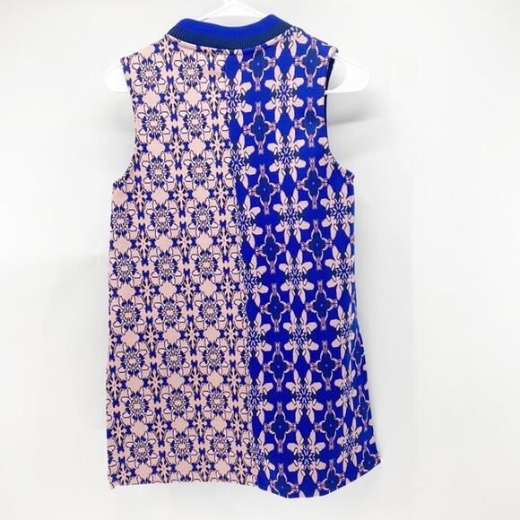 H&M pink blue sleeveless tunic mini dress side slits retro funky avant-garde 6 - Picture 7 of 8